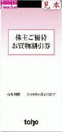 トーホー株主優待券(toho) 5000円(100円×50枚)　【未使用】　2024年6月30日