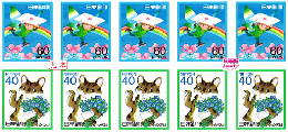 記念切手50,000円分 (60円×5枚 40円×5枚)×100シート