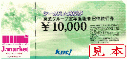 【大特価】近畿日本ツーリスト旅行券(KNT)(パッケージツアー専用)　10000円 署名欄無し