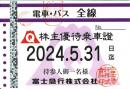 富士急行　電車・バス全線優待パス定期券式　2024年11月30日まで
