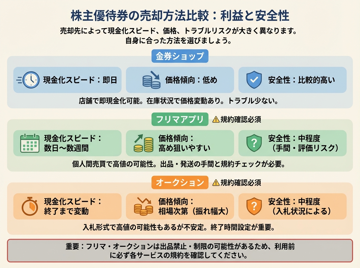 株主優待券は売却方法によって利益と安全性が大きく変わる