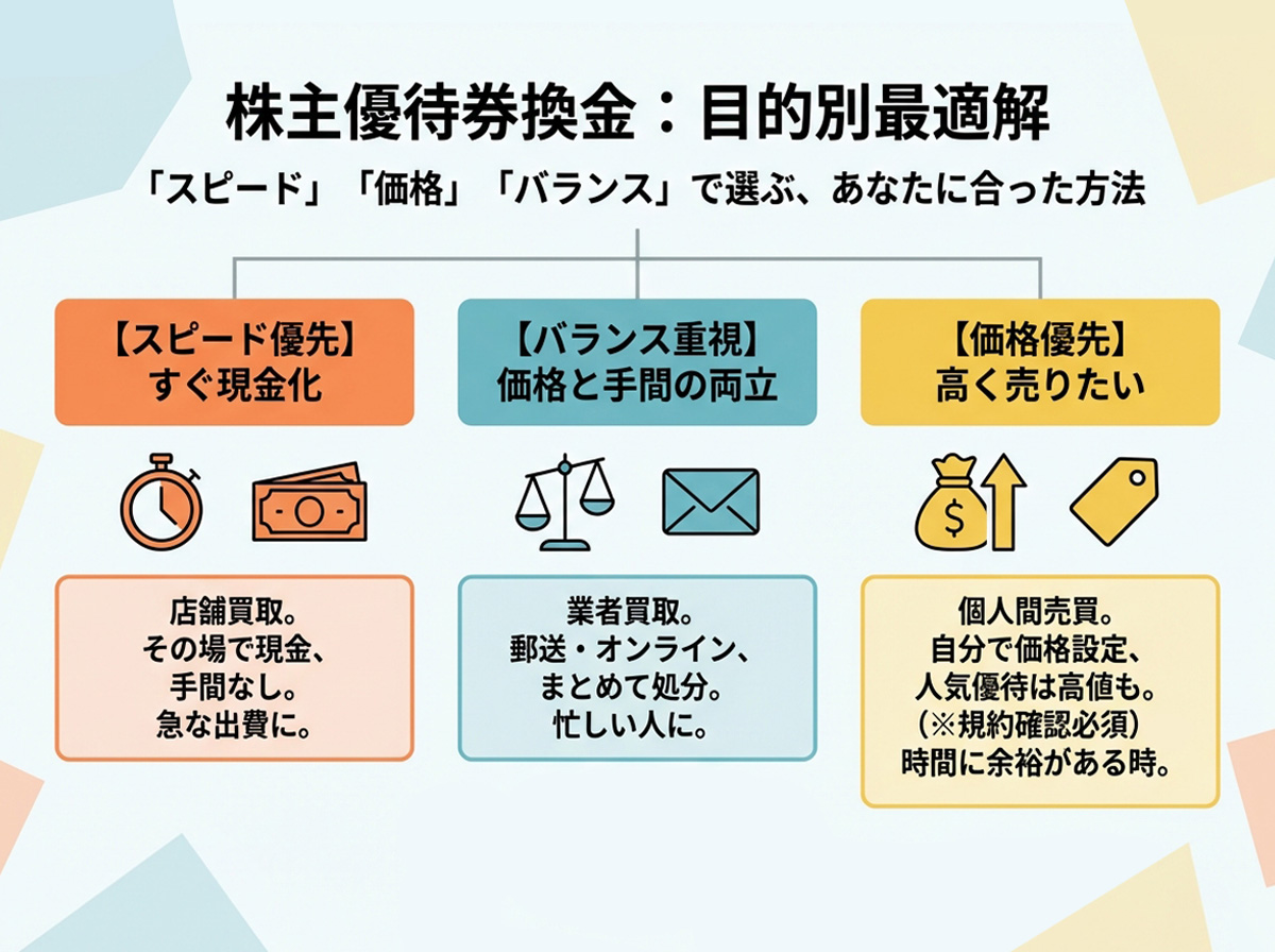 株主優待券の換金は目的別に最適解が決まる