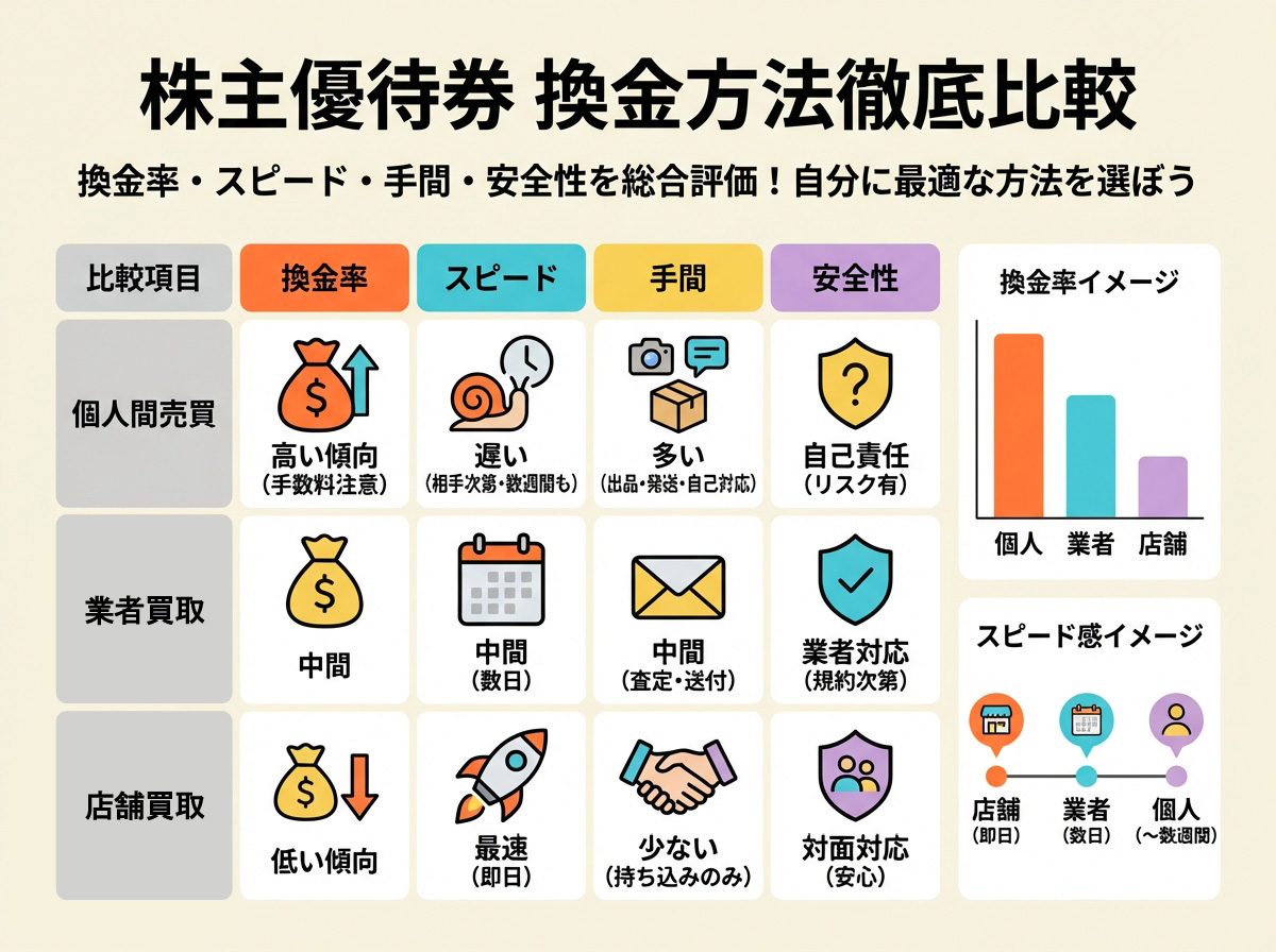 株主優待券の換金方法比較｜換金率とスピード