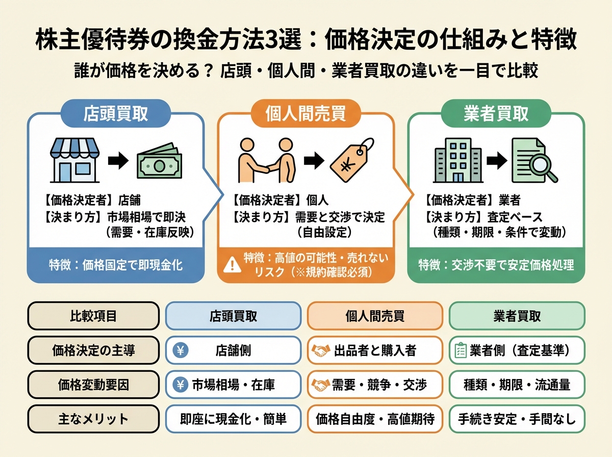 株主優待券の換金方法は3種類ある