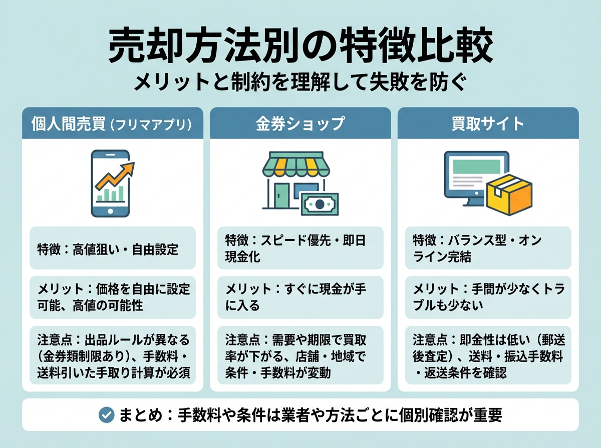 売却方法別の特徴を比較する