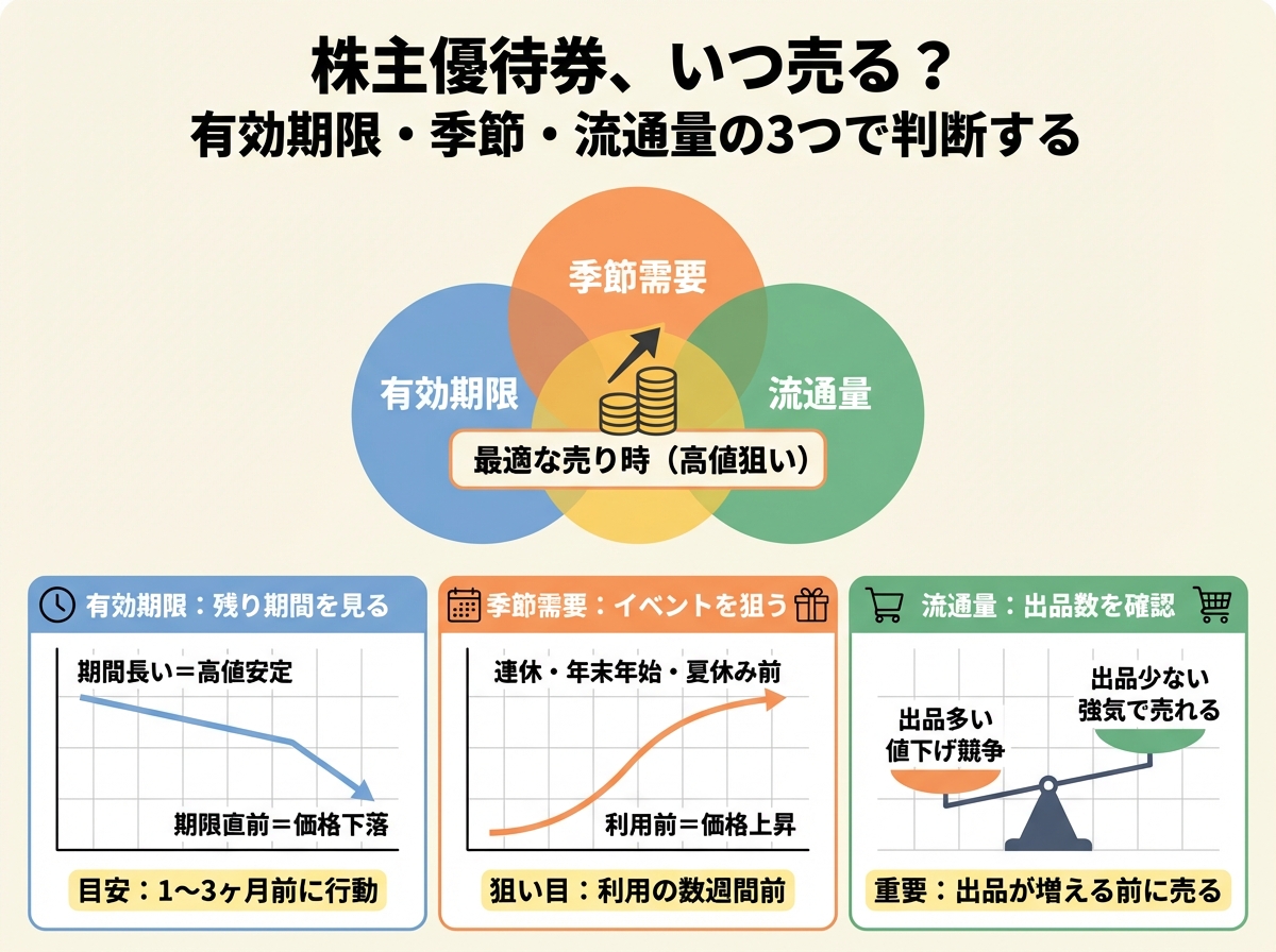 株主優待券を売る時期は有効期限と季節と流通量で決める