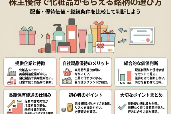 株主優待で化粧品はもらえる？おすすめ銘柄と選び方を解説