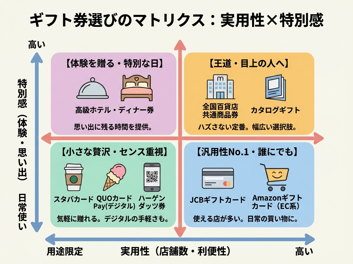 【即決】2025年にもらって嬉しいギフトカード比較表