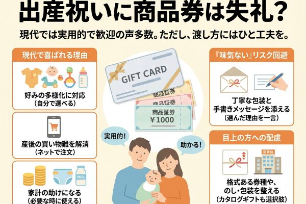 出産祝いに商品券・ギフトカードは失礼？喜ばれる券種と金額相場・マナーをプロが徹底解説