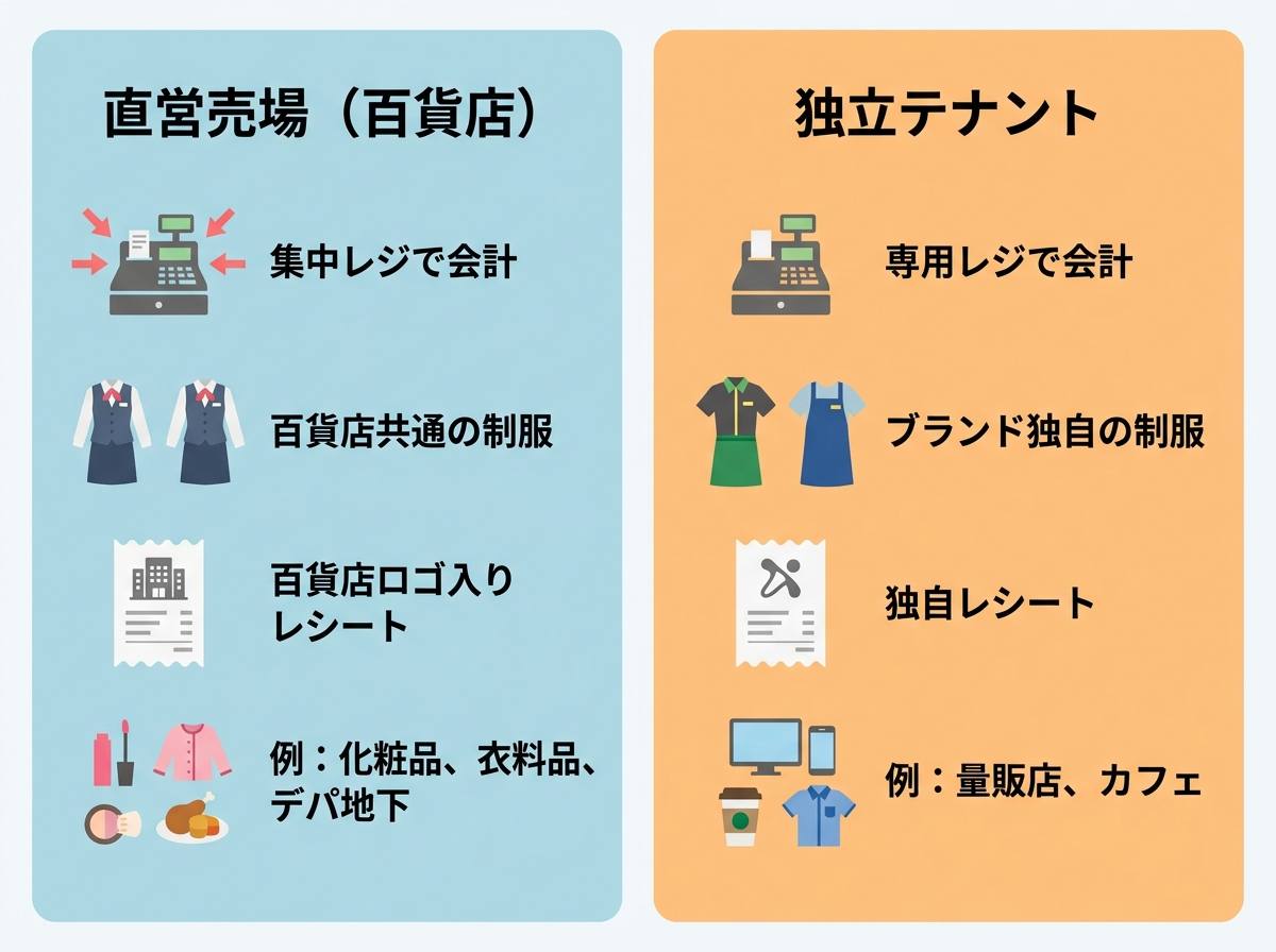 直営売場と独立テナントの見分け方