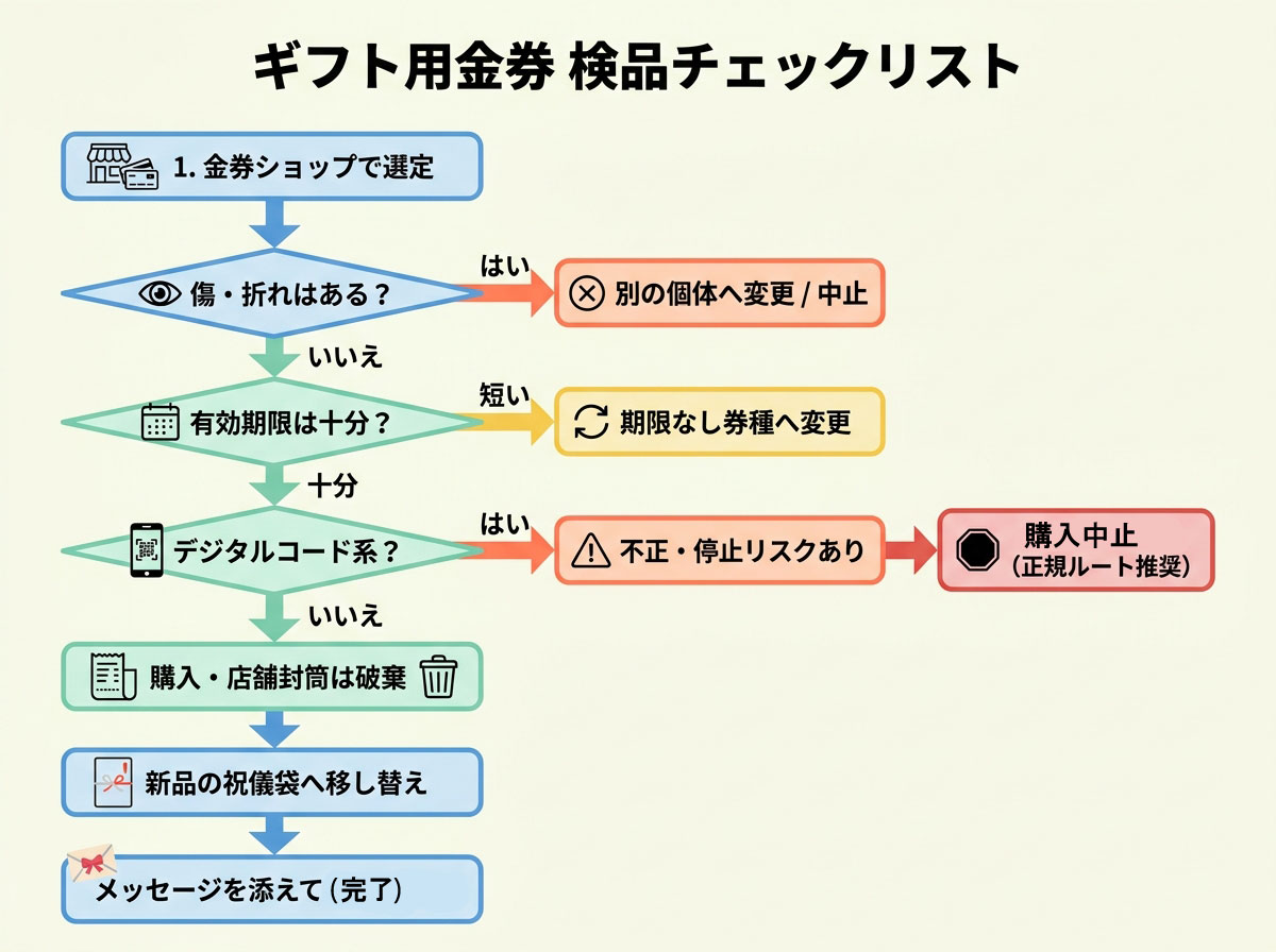 ギフト用金券検品チェックリスト