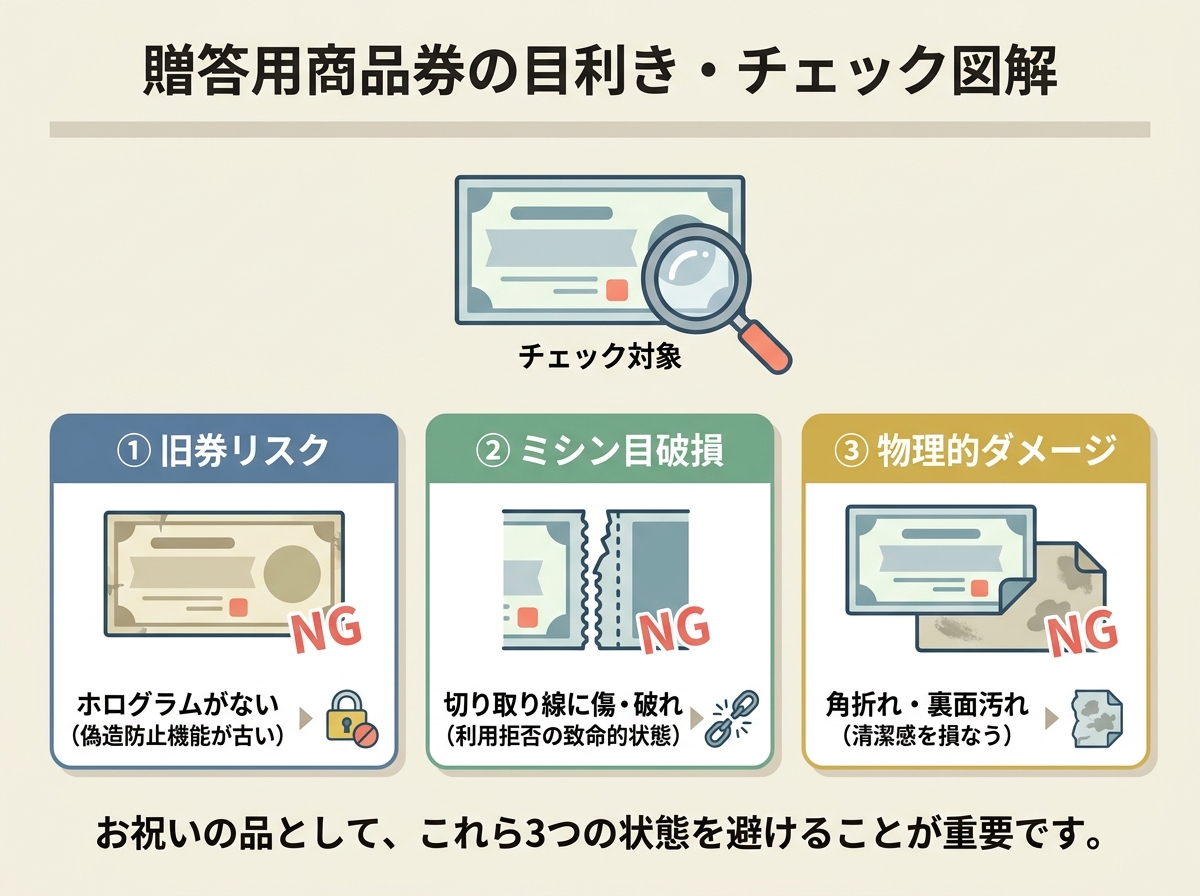 贈答用商品券の目利き・チェック図解