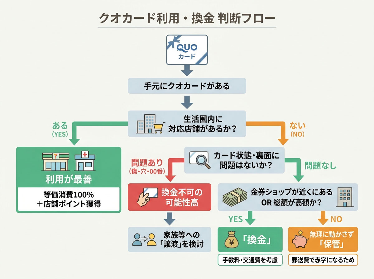 クオカード利用・換金 判断フロー