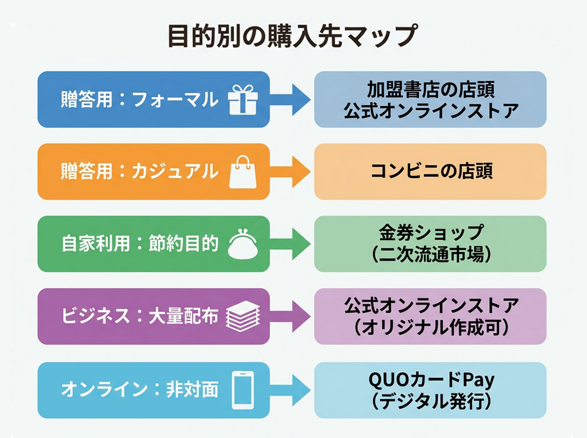 目的別の購入先マップ
