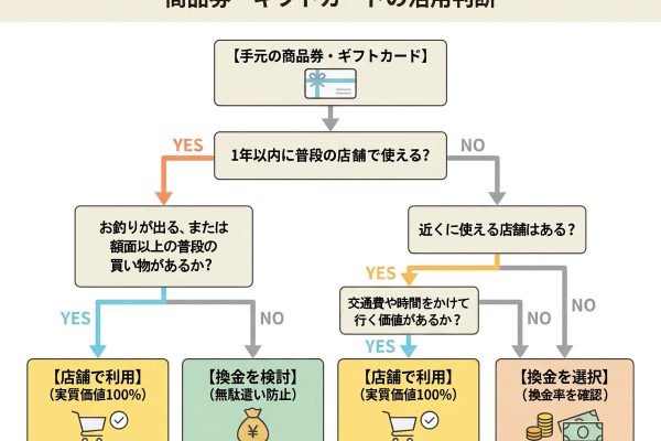 商品券が使える店と換金判断｜日常利用・制限・換金率を比較