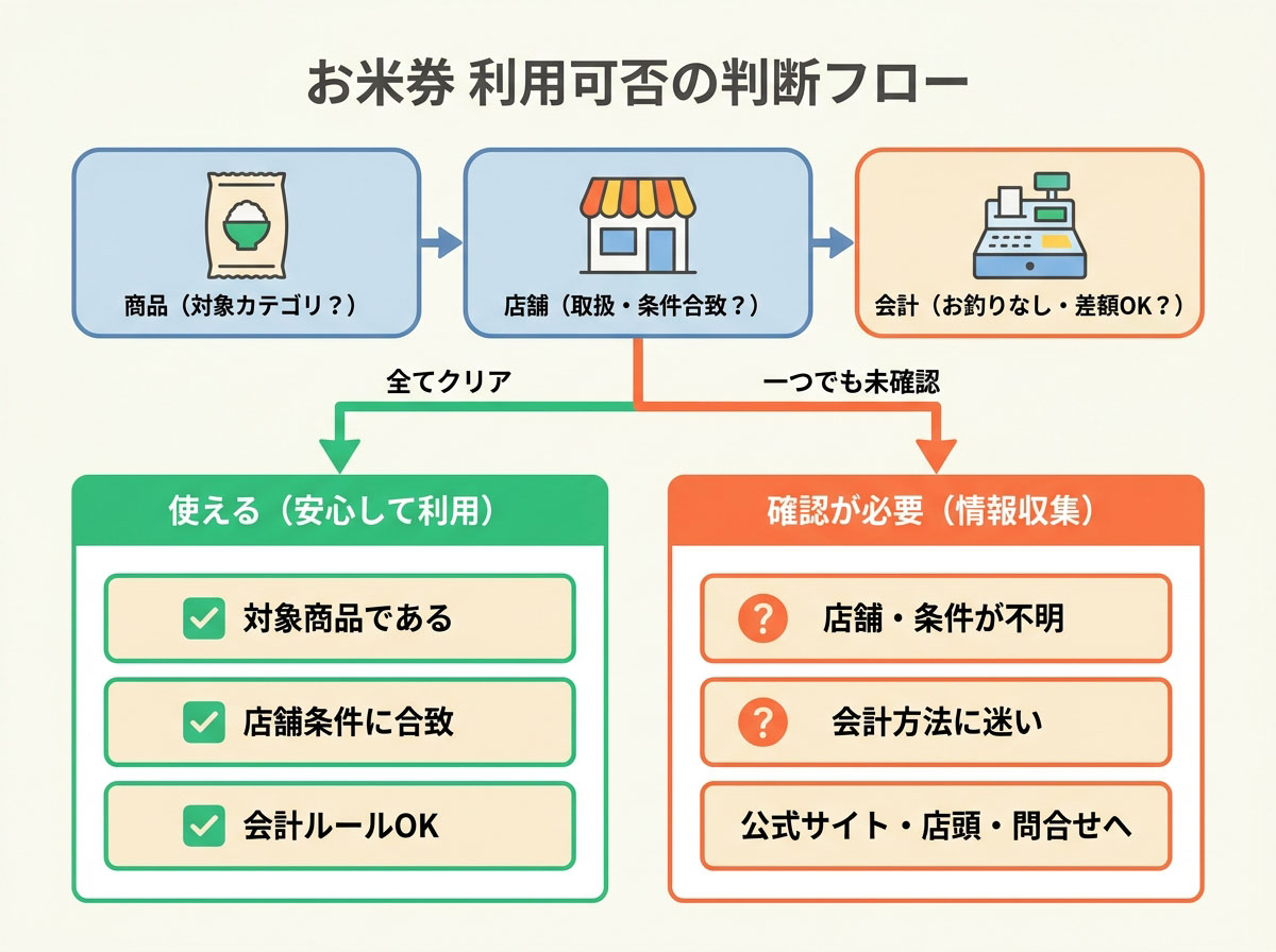 お米券利用可否の判断フロー