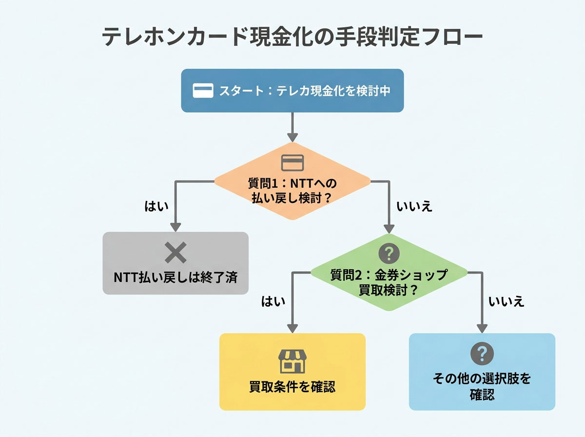 テレホンカード現金化の手段判定フロー