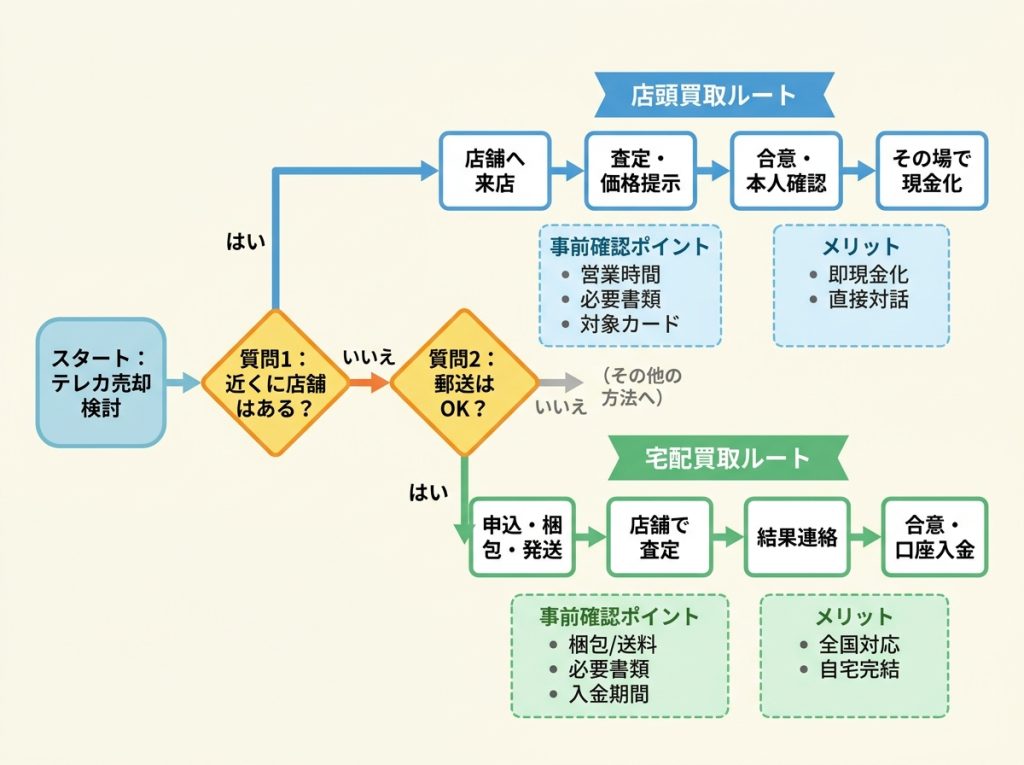 店頭買取と宅配買取の手続きフローを分岐