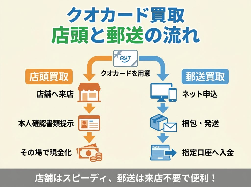 クオカードの店頭買取と郵送買取の比較