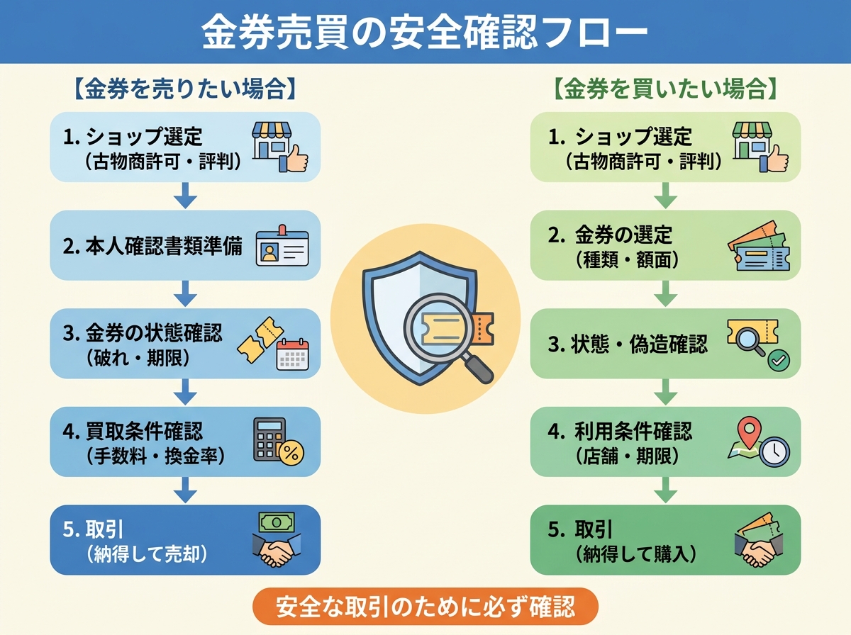 売りたい場合と買いたい場合で分かれる安全確認フロー