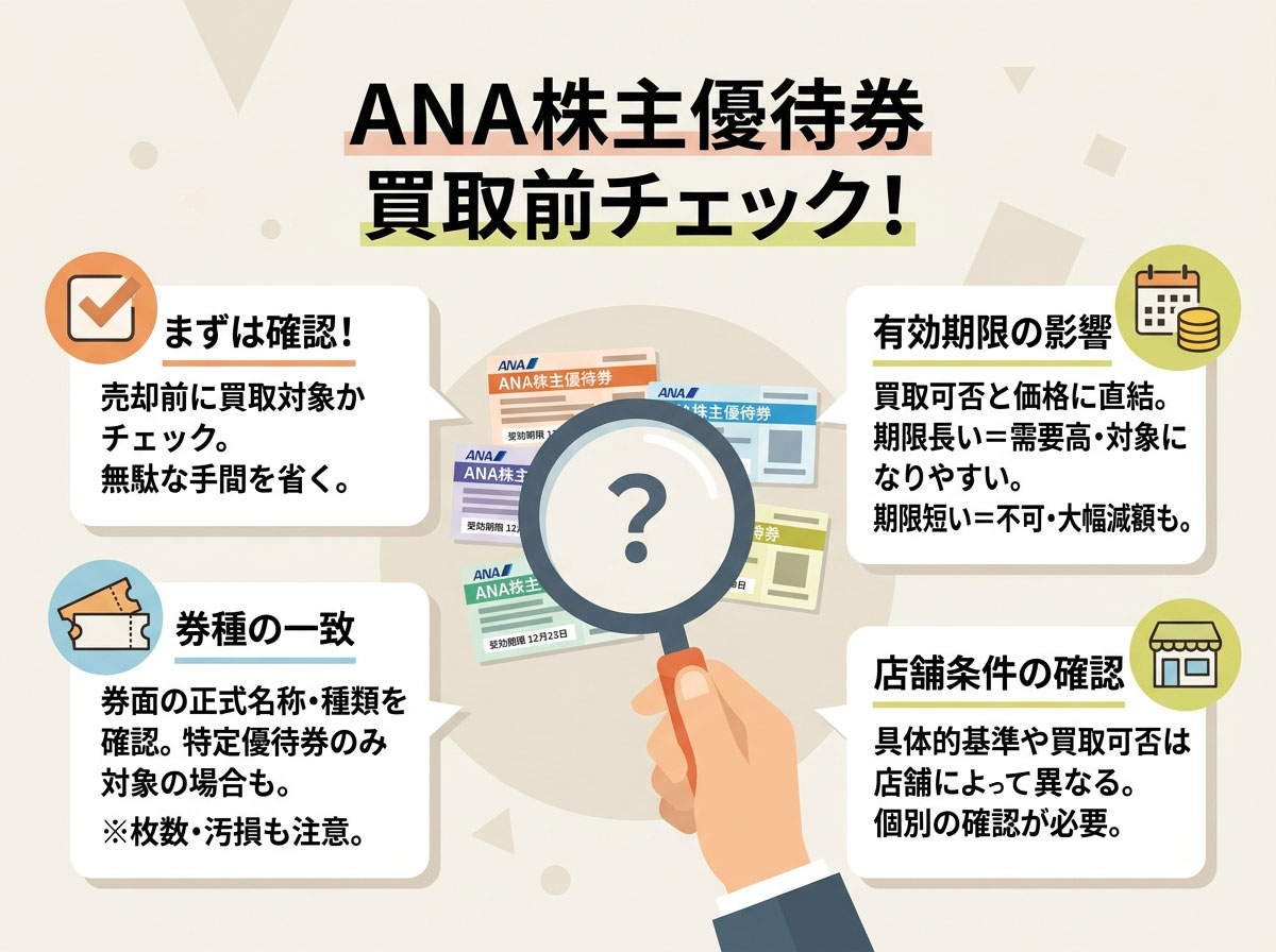 ANA株主優待券が買取対象かを先に確認する