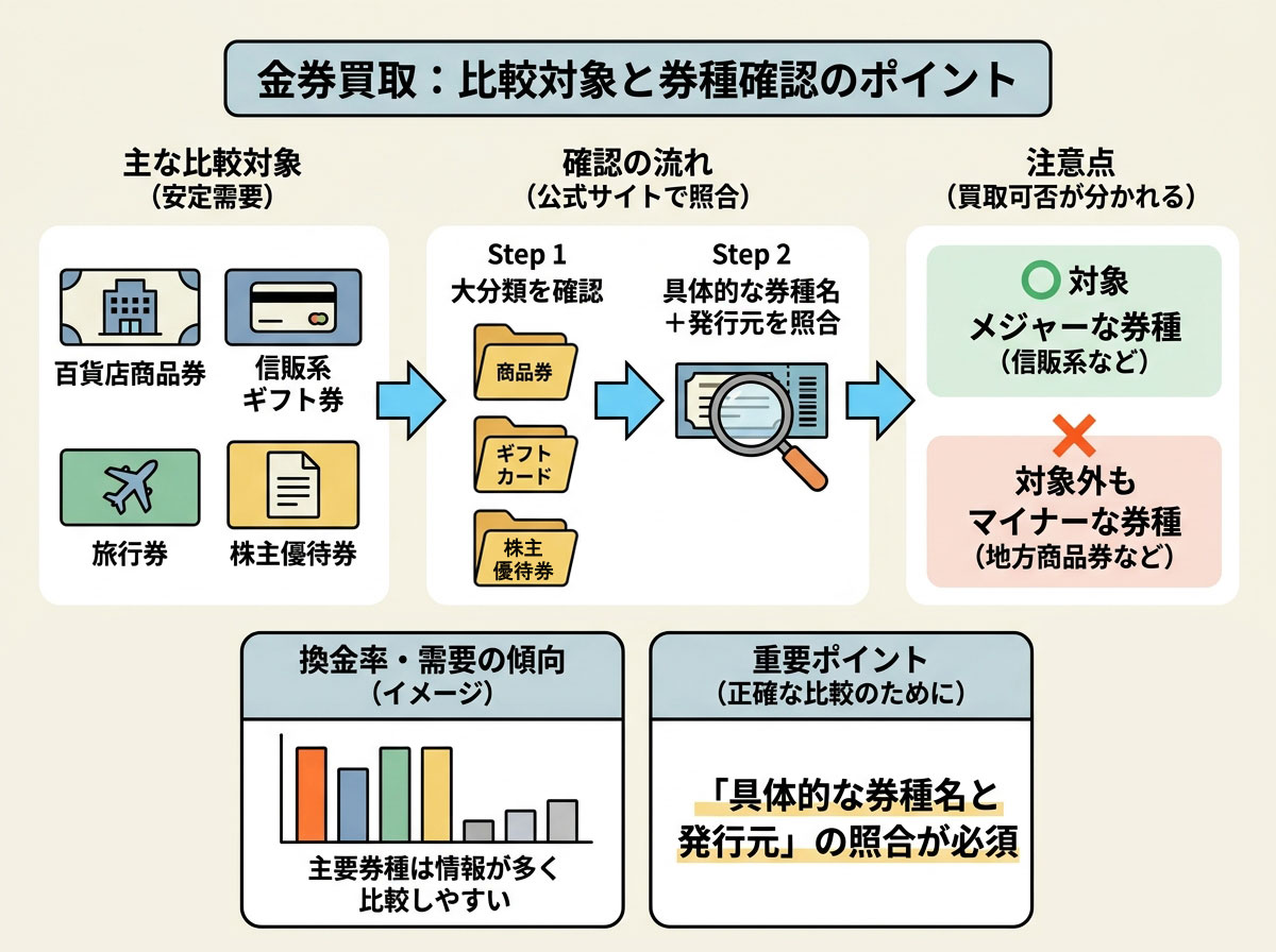 金券買取：比較対象と券種確認のポイント