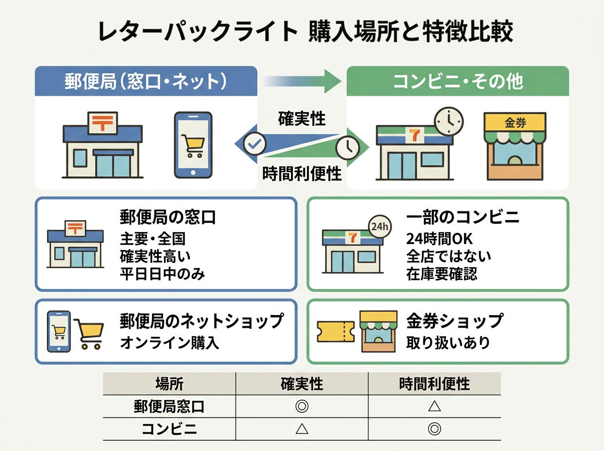 レターパックライト購入場所と特徴比較
