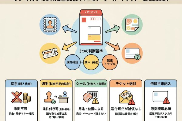 レターパックで切手・シール・チケットは使える？依頼主未記入時の判断軸を整理