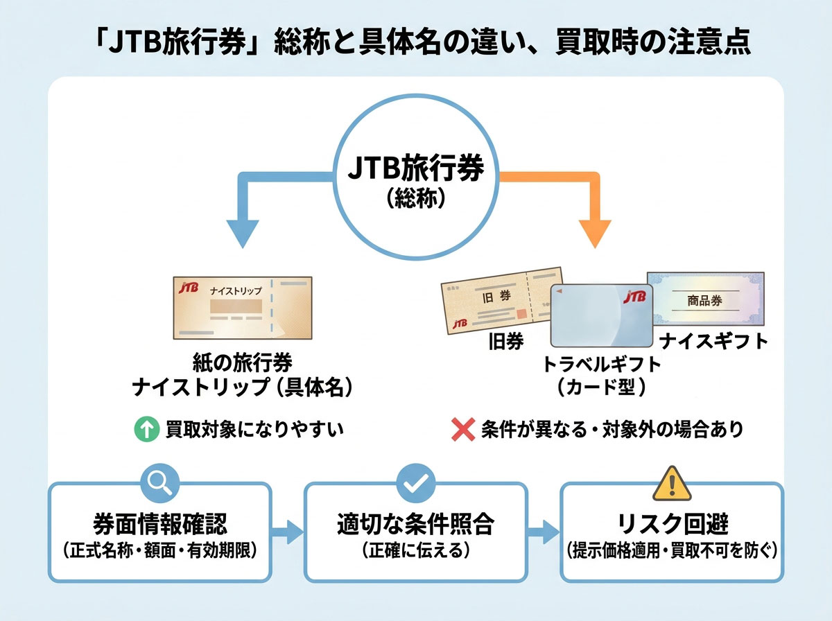 「JTB旅行券」総称と具体名の違い、買取時の注意点