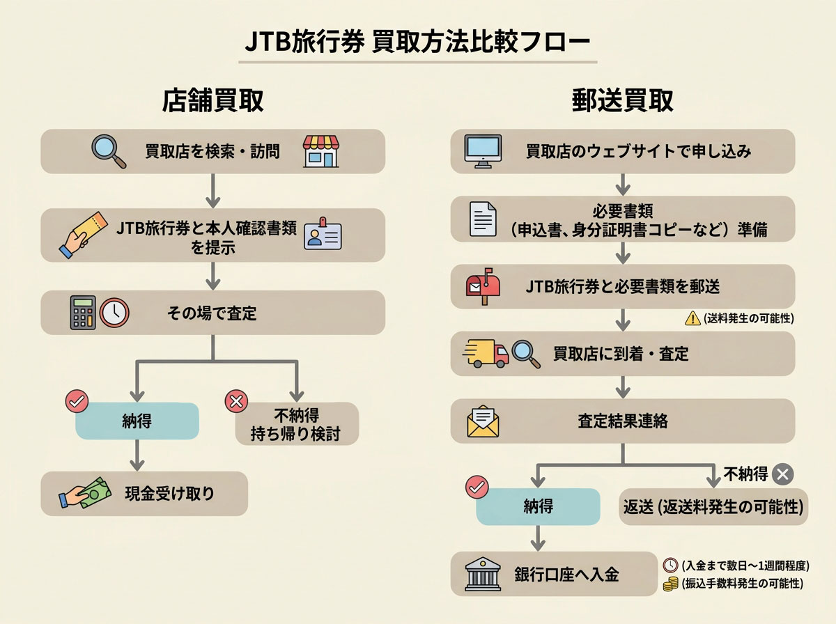 JTB旅行券 買取方法比較フロー