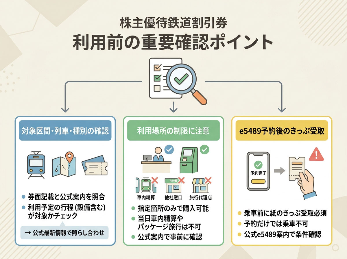 株主優待鉄道割引券 利用前の重要確認ポイント