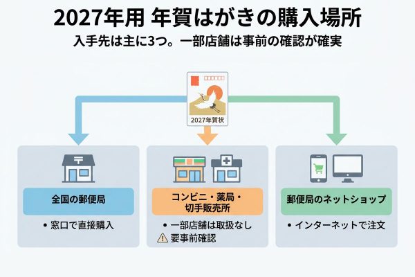 年賀はがきはどこで買える？2027年用の販売時期と店頭・ネットの選び方