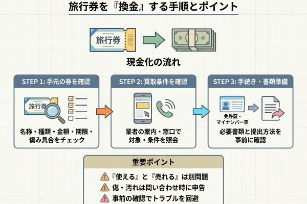 旅行券を換金するには？買取前の確認項目と相場・換金先の選び方