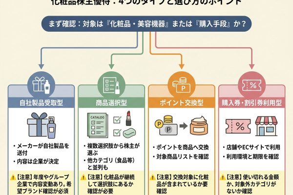 化粧品の株主優待は何がもらえる？種類別の選び方と確認したい条件