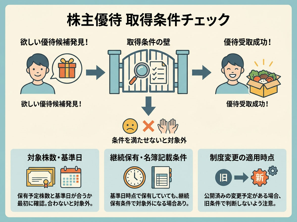 株主優待 取得条件チェック