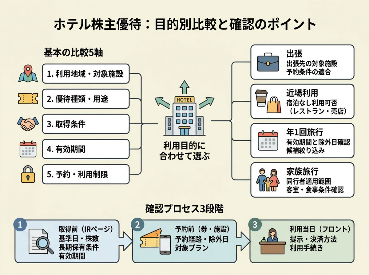 ホテル株主優待:目的別比較と確認のポイント
