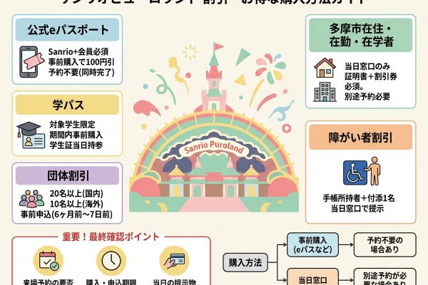 サンリオピューロランドのチケット割引はある？条件別の選び方と予約前の確認点