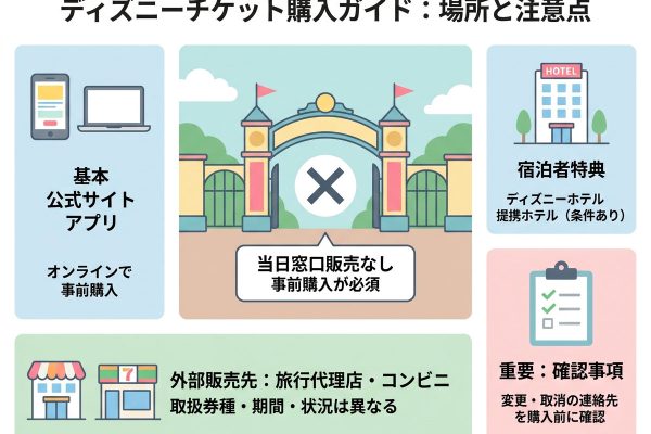 ディズニーチケットはどこで買う？購入先・販売状況・変更条件の確認ポイント