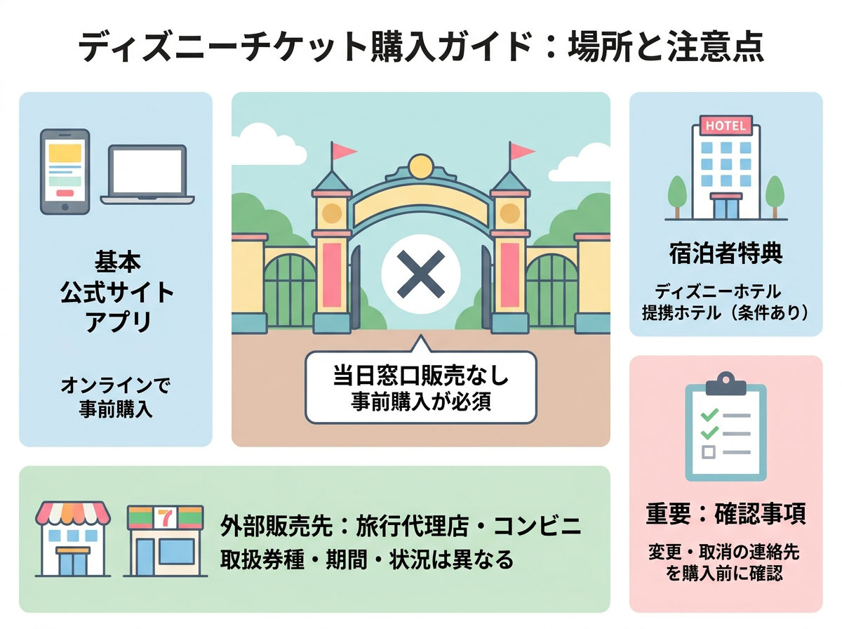 ディズニーチケット購入ガイド:場所と注意点