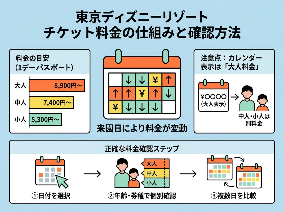 東京ディズニーリゾート チケット料金の仕組みと確認方法