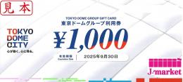 東京ドームグループご利用券　1,000円　有効期限2025年9月30日