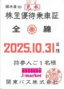 関東バス 株主優待乗車証 2025年10月31日まで有効