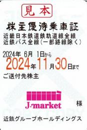 近畿日本鉄道/近鉄　株主優待乗車証定期券式(電車・バス全線)2024年11月30日まで