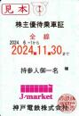 神戸電鉄　株主優待乗車証 定期券(電車全線)【水色】　2024年11月30日まで