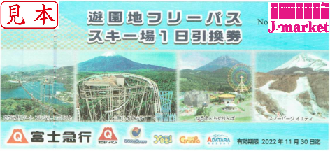 富士急行株主優待 遊園地フリーパス/スキー場1日引換券 1枚 23.11.30迄