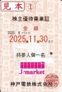 神戸電鉄　株主優待乗車証 定期券(電車全線)【ピンク】　2025年11月30日まで