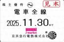 【新券】京急/京浜急行電鉄 株主乗車証定期券式 (電車全線)　2025年11月30日