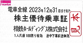相鉄線株主優待乗車証70枚 最新2023年12月31日