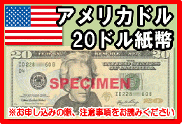 アメリカドル(USD)　20ドル紙幣