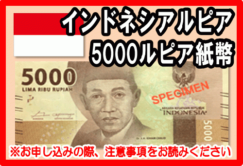 インドネシアルピア(IDR) 5,000ルピア紙幣の価格・金額（買取）ならJ 